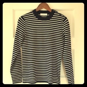 Everlane Navy & White Stripe Wool Sweater